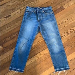 Levis Wedgie Straight Fit Raw Hem Button Fly Jeans